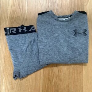 Under Armour Coldgear Gray Kids Base Layer Set - Size Small